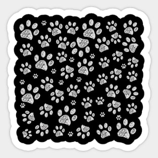 Doodle white paw prints Sticker